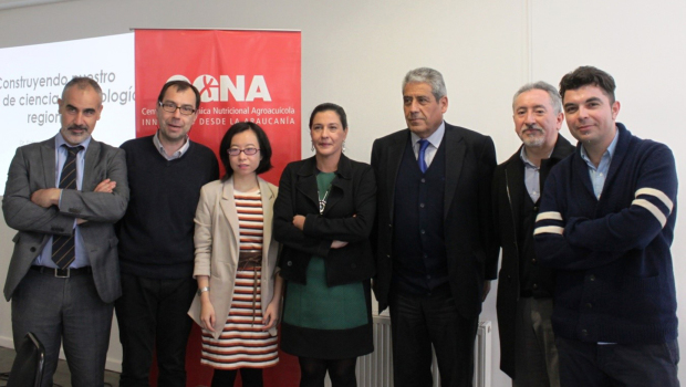 Guillermo Velasco del IFB, Ernesto Labra de Cgna, Xiaojing Gu, Isabel Álvarez deICEI, Eduardo Vicencio de Corfo, Haroldo Salvo-G de Cgna y Patricio 
Padilla de Ider-Ufro.